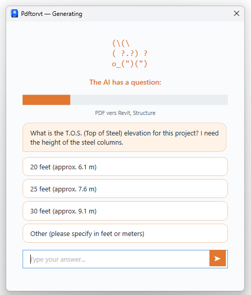 The AI asks a question during generation